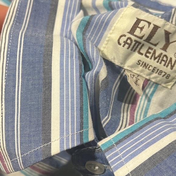 Vintage Ely Cattleman Striped Western Pearl Snap Button Down Mens Shirt - Picture 4 of 7